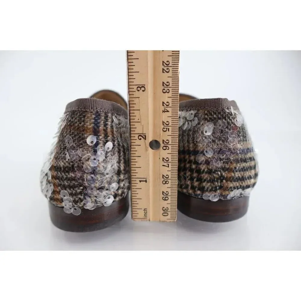 Sam Edelman Loraine Bit Loafer Shoe Grey Sequin Tweed Girls Size 4 Slip On